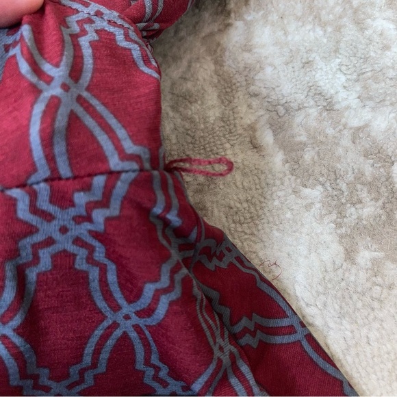 Stitch Fix 41 Hawthorne Geometric Wrap Dress Burgundy Gray fit flare 3/4 sleeve - Picture 12 of 12